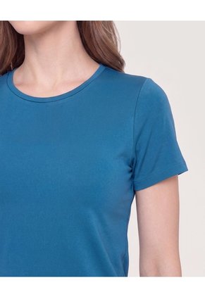 Camiseta Active Regular Cuello Redondo  Para Mujer Azul Ostu