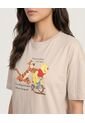 Camiseta Pooh Ride  Para Mujer Beige Ostu de Ostu