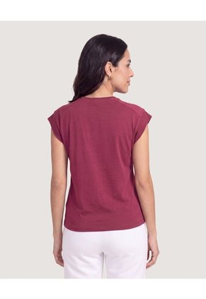 Camiseta Basica Boxi  Para Mujer Vino Ostu