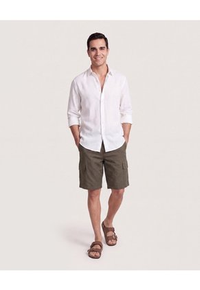 Bermuda Cargo Ajuste Relax  Para Hombre Verde Ostu