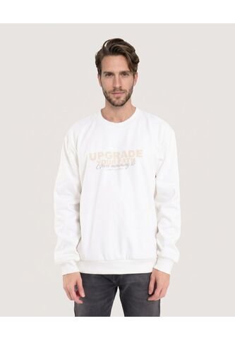 Buzo Cuello Redondo Con Screen  Para Hombre Crema Ostu Ostu