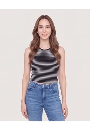 Tank Top Cuello Redondo Para Mujer Negro Ostu