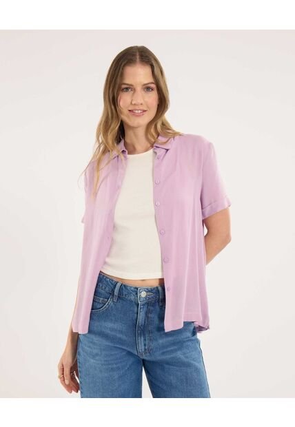 Camisa Para Mujer Manga Corta Color Lila Marca Ostu #40010331