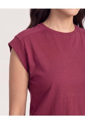 Camiseta Basica Boxi  Para Mujer Vino Ostu