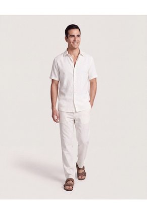 Pantalón En Efecto Rústico  Para Hombre Marfil Ostu