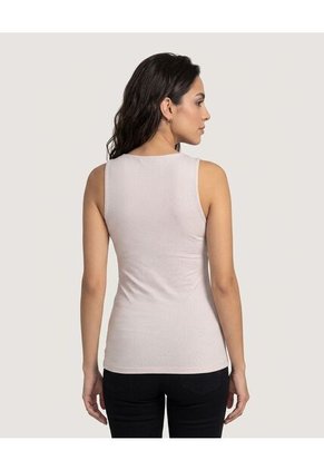 Top Basico Hombro Ancho Para Mujer Beige Ostu