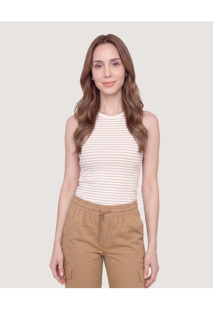 Tank Top Cuello Redondo  Para Mujer Blanco Ostu