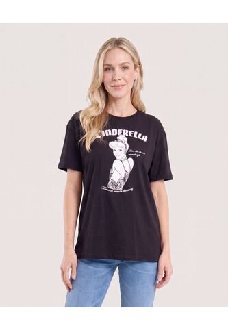 Camiseta Cenicienta Relaxed   Para Mujer Negro Ostu Ostu