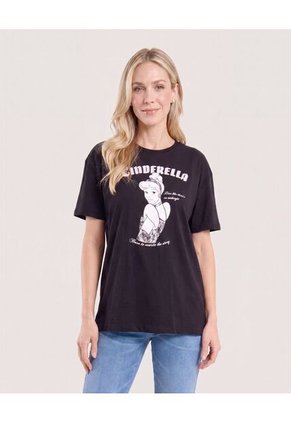 Camiseta Cenicienta Relaxed Para Mujer Negro Ostu