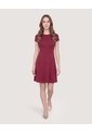 Vestido Escote Ojal Manga Casco  Para Mujer Vino Ostu de Ostu