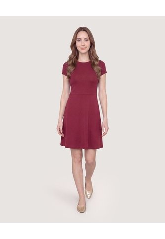 Vestido Escote Ojal Manga Casco  Para Mujer Vino Ostu Ostu