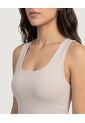 Top Basico Hombro Ancho  Para Mujer Beige Ostu de Ostu