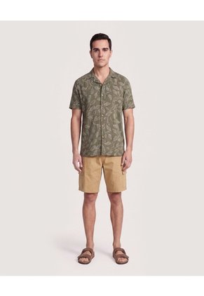 Bermuda Cargo Ajuste Relax  Para Hombre Beige Ostu