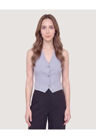 Chaleco Punto Modern  Para Mujer Gris Ostu Ostu
