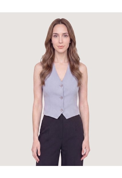 Chaleco Punto Modern  Para Mujer Gris Ostu