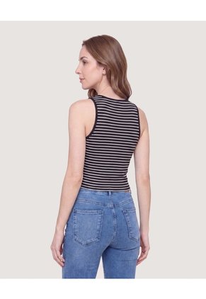 Tank Top Cuello Redondo Para Mujer Negro Ostu