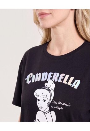 Camiseta Cenicienta Relaxed Para Mujer Negro Ostu