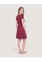 Vestido Escote Ojal Manga Casco  Para Mujer Vino Ostu de Ostu