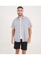 Camisa Para Hombre Manga Corta Con Bolsillo Cuello Casual M Color Azul Marca Ostu #60010853 de Ostu