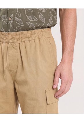 Bermuda Cargo Ajuste Relax  Para Hombre Beige Ostu