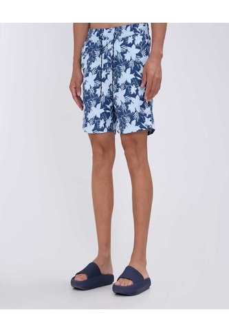 Pantaloneta De Baño Estampada  Para Hombre Azul Ostu Ostu