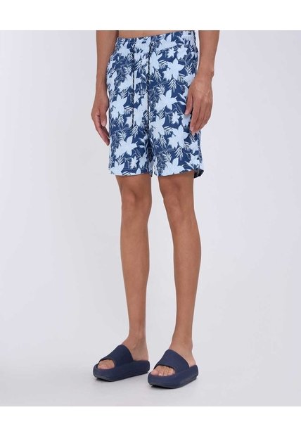 Pantaloneta De Baño Estampada  Para Hombre Azul Ostu