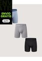 Pack Boxer Medio Básicos X3  Para Hombre Negro Ostu de Ostu