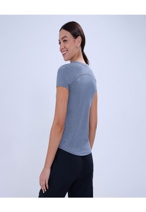 Camiseta Deportiva Jaspeada  Para Mujer Negro Ostu