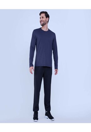 Camiseta Deportiva Manga Larga  Para Hombre Azul Ostu