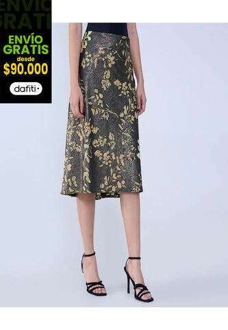 Falda Para Mujer Medio Color Verde  Marca Ostu #40140154 Ostu