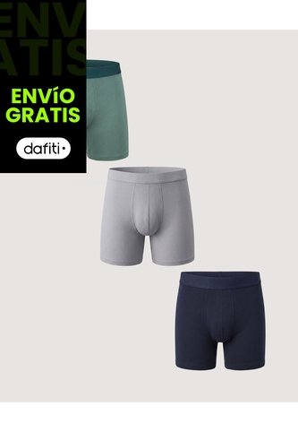 Boxer Medio Básico Pack X3  Para Hombre Negro Ostu Ostu