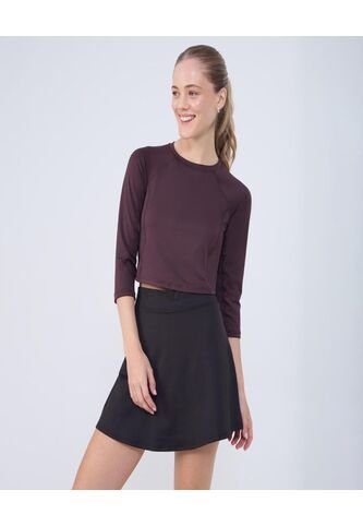 Crop Top Para Mujer Manga 3/4 Color Café  Marca Ostu #40092292 Ostu