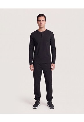Pantalón En Efecto Rústico Para Hombre Negro Ostu