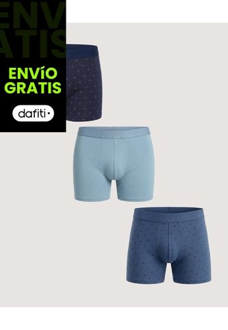 Pack X3 Boxer Medio Con Estampados  Para Hombre Negro Ostu Ostu