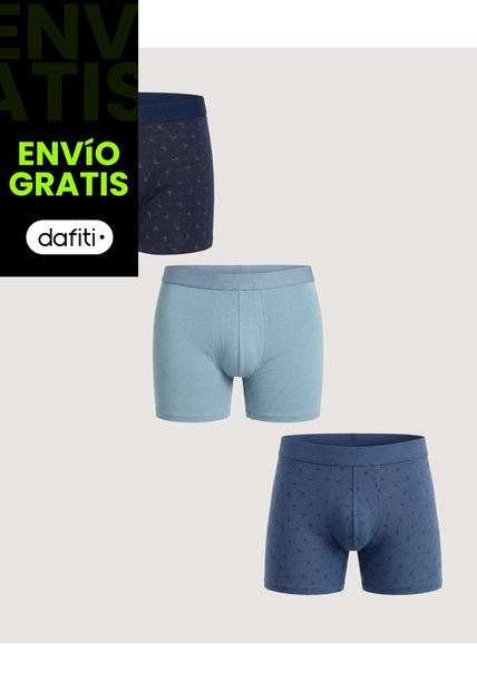 Pack X3 Boxer Medio Con Estampados  Para Hombre Negro Ostu