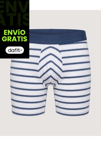 Bóxer Medio De Rayas Clásicas  Para Hombre Blanco Ostu Ostu