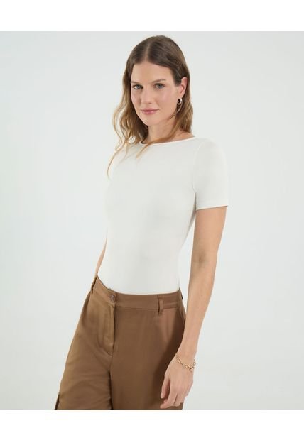 Body Para Mujer Manga Corta Color Crema Marca Ostu #40200202