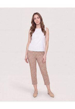Pantalón Basico Capri  Para Mujer Café Ostu