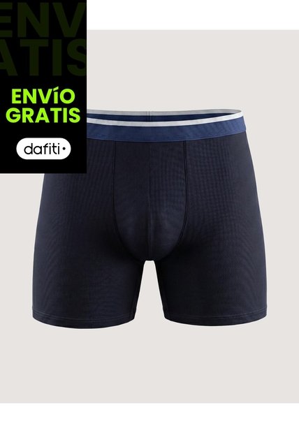 Boxer Medio Microfibra Con Malla  Para Hombre Azul Ostu