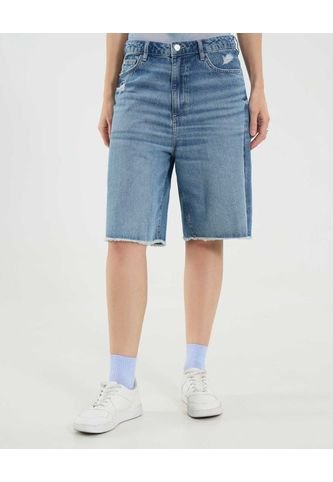 Bermuda Para Mujer Regular Largo Color Azul Marca Ostu #40100104 Ostu