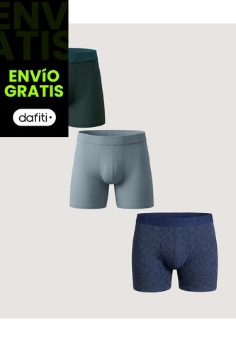 Pack X3 Boxer Medio Flex X3 Para Hombre Negro Ostu Ostu