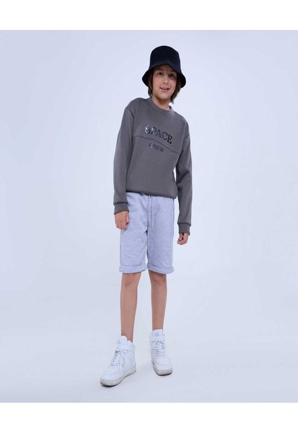 Buzo Estampado Space Crew  Infantil Niño Gris Ostu