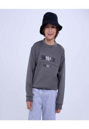 Buzo Estampado Space Crew Infantil Niño Gris Ostu