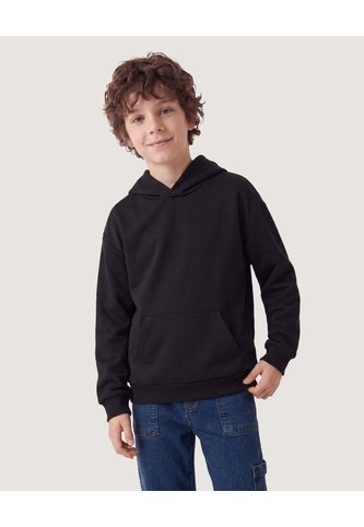 Buzo Básico Unicolor  Infantil Niño Negro Ostu Ostu
