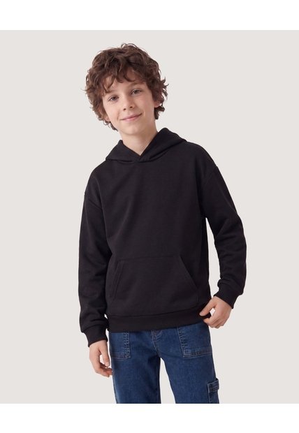 Buzo Básico Unicolor  Infantil Niño Negro Ostu