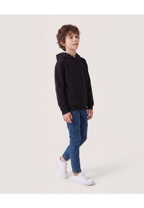 Buzo Básico Unicolor  Infantil Niño Negro Ostu
