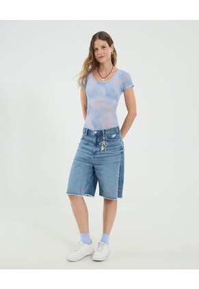 Bermuda Para Mujer Regular Largo Color Azul Marca Ostu #40100104