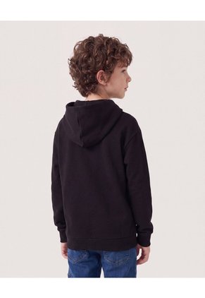 Buzo Básico Unicolor  Infantil Niño Negro Ostu