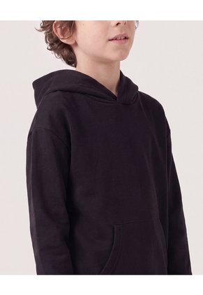 Buzo Básico Unicolor  Infantil Niño Negro Ostu