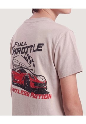 Camiseta Estampado Espalda Para Niño Infantil Niño Beige Ostu